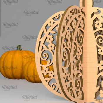 Intra απο ξύλο plywood 3mm-4mm πάχος Τρισδιάστατη κοπή κολοκύθας με λέιζερ. Φθινοπωρινή κολοκύθα Δίασταση 15x15 cm INTRAFABR-102057540 - Image 1