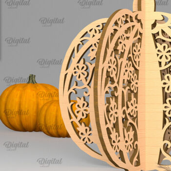 Intra απο ξύλο plywood 3mm-4mm πάχος Τρισδιάστατη κοπή κολοκύθας με λέιζερ. Φθινοπωρινή κολοκύθα Δίασταση 15x15 cm INTRAFABR-102057616 - Image 1