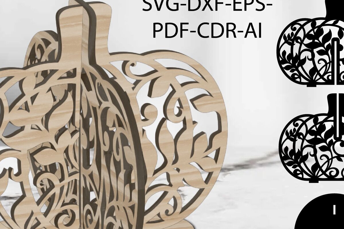 Intra απο ξύλο plywood 3mm-4mm πάχος Πρότυπο 3d κολοκύθας Δίασταση 15x15 cm INTRAFABR-106317683