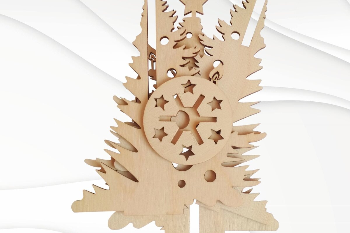Intra απο ξύλο plywood 3mm-4mm πάχος Χριστουγεννιάτικο δέντρο τρισδιάστατου παζλ, κοπής με λέιζερ Δίασταση 15x15 cm INTRAFABR-42163233 - Image 3