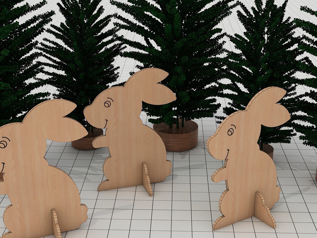 Intra απο ξύλο plywood 3mm-4mm πάχος Τρισδιάστατο κουνέλι παζλ Ζώο λαγού με λέιζερ Δίασταση 30x20 cm INTRAFABR-40156881