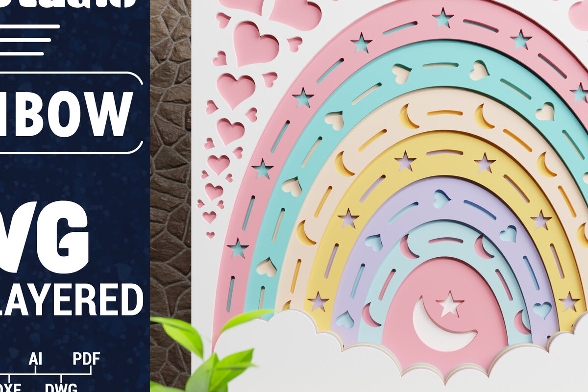 Intra απο ξύλο plywood 3mm-4mm πάχος 3D Rainbow Multilayer Paper Cut Δίασταση 1500x1500 cm INTRAFABR-74897624