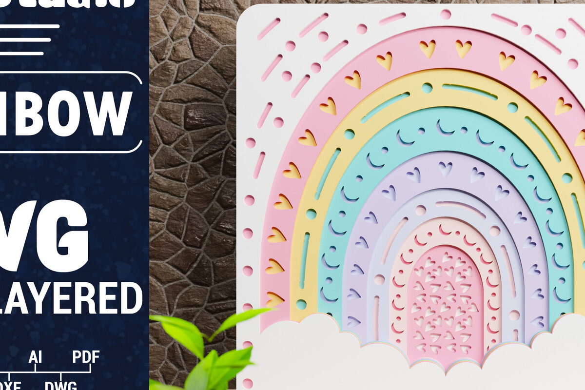 Intra απο ξύλο plywood 3mm-4mm πάχος 3D Rainbow Multilayer Paper Cut Δίασταση 1500x1500 cm INTRAFABR-74897619