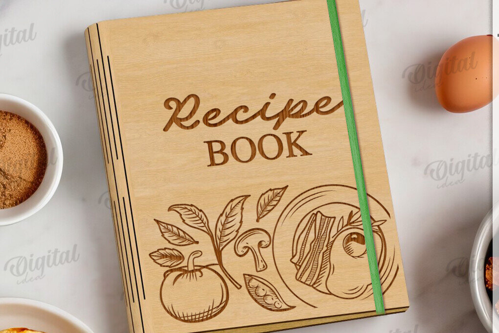 Intra απο ξύλο plywood 3mm-4mm πάχος Τρισδιάστατο εξώφυλλο βιβλίου συνταγών Δίασταση 30x20 cm INTRAFABR-122057477