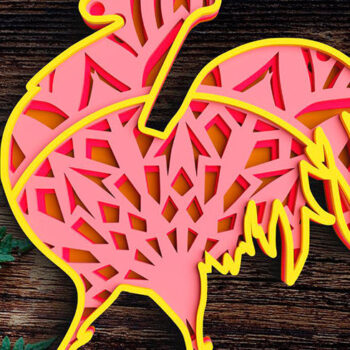 Intra απο ξύλο plywood 3mm-4mm πάχος 3D Rooster 4 Layer - Bird 3D Δίασταση 30x30 cm INTRAFABR-101175713 - Image 1