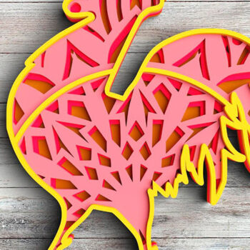 Intra απο ξύλο plywood 3mm-4mm πάχος 3D Rooster 4 Layer - Bird 3D Δίασταση 30x30 cm INTRAFABR-101175713 - Image 5