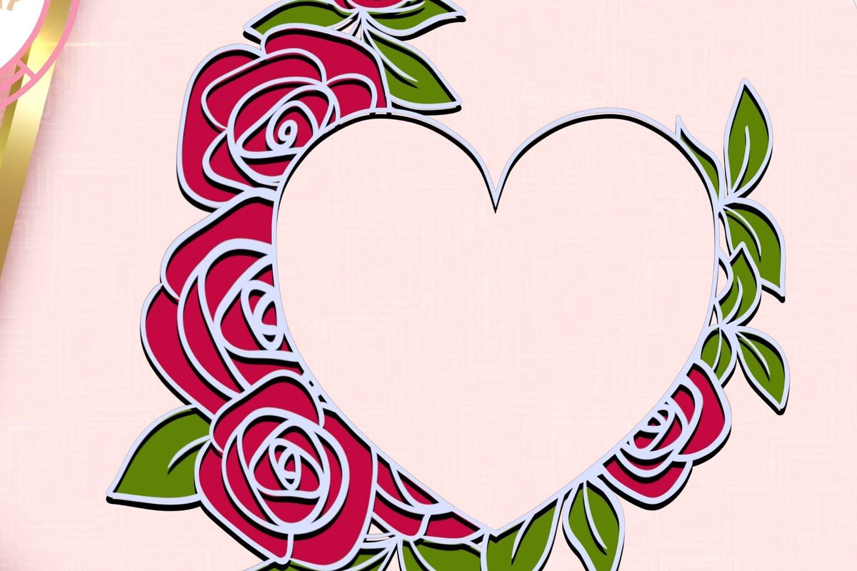 Intra απο ξύλο plywood 3mm-4mm πάχος 3D Rose Border Δίασταση 30x20 cm INTRAFABR-88688320 - Image 1
