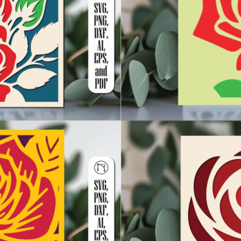 Intra απο ξύλο plywood 3mm-4mm πάχος αρχείου κομμένης κοπής 3D Rose Paper Cut Δίασταση 4x4 cm INTRAFABR-117770580 - Image 1