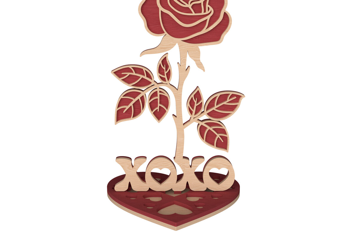 Intra απο ξύλο plywood 3mm-4mm πάχος 3D Rose XOXO Διακόσμηση Αγίου Βαλεντίνου Δίασταση 30x20 cm INTRAFABR-111651868