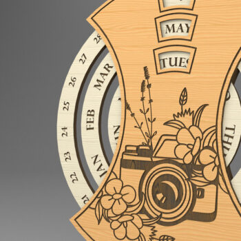 Intra απο ξύλο plywood 3mm-4mm πάχος τρισδιάστατο στρογγυλό διαρκές ημερολόγιο. Κάμερα Δίασταση 30x20 cm INTRAFABR-82462957 - Image 1