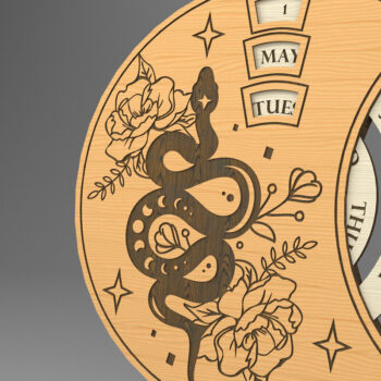 Intra απο ξύλο plywood 3mm-4mm πάχος τρισδιάστατο στρογγυλό διαρκές ημερολόγιο. Λουλούδι Δίασταση 30x20 cm INTRAFABR-82532777 - Image 1