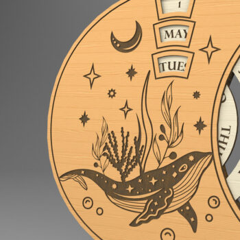 Intra απο ξύλο plywood 3mm-4mm πάχος τρισδιάστατο στρογγυλό διαρκές ημερολόγιο. Φάλαινα Δίασταση 30x20 cm INTRAFABR-82534044 - Image 1