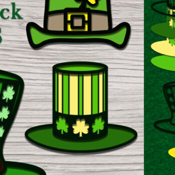Intra απο ξύλο plywood 3mm-4mm πάχος 3D Saint Patrick Hats.Cricut . Δίασταση 15x15 cm INTRAFABR-25611774 - Image 1
