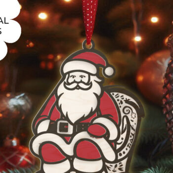 Intra απο ξύλο plywood 3mm-4mm πάχος 3D Χριστουγεννιάτικο Στολίδι Άγιου Βασίλη La Δίασταση 8x8 cm INTRAFABR-107936340 - Image 1