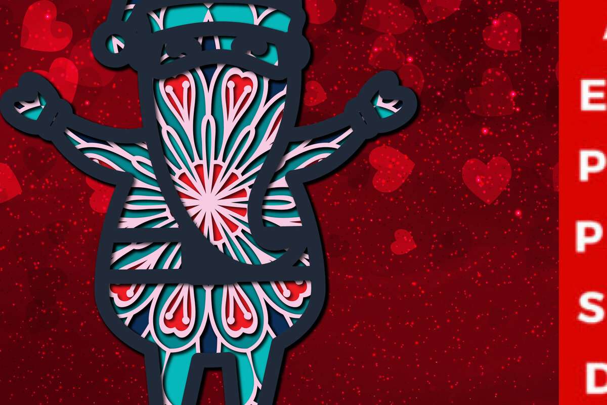 Intra απο ξύλο plywood 3mm-4mm πάχος 3D Santa Claus Valentine Multi-layer Δίασταση 30x30 cm INTRAFABR-23240975