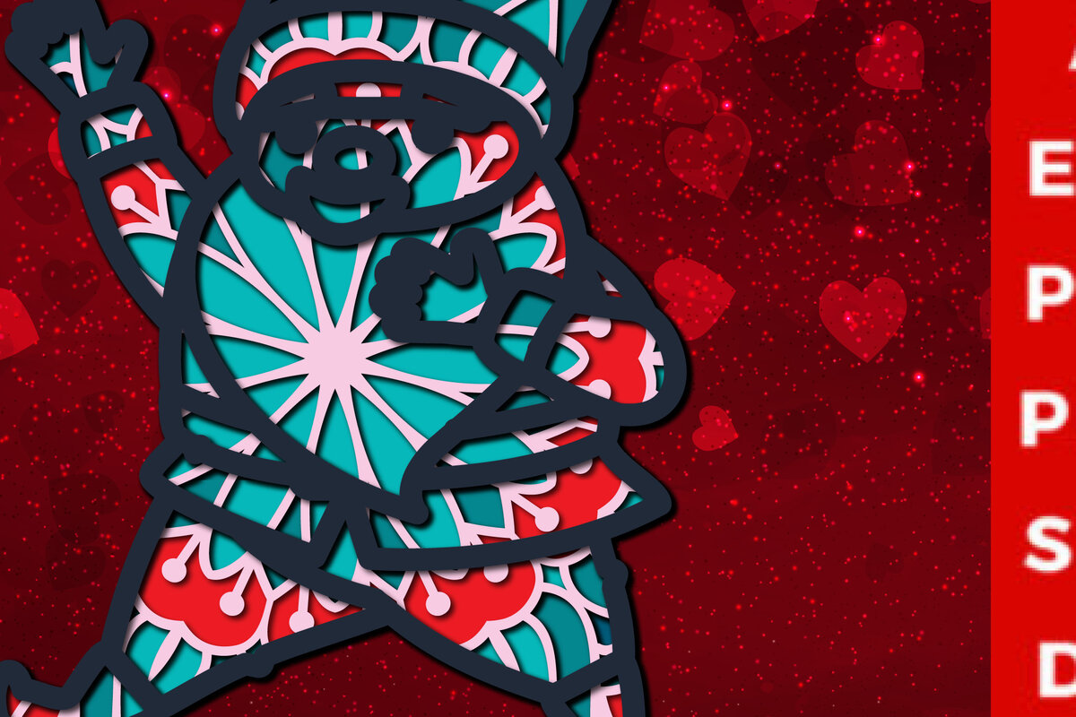 Intra απο ξύλο plywood 3mm-4mm πάχος 3D Santa Claus Valentine Multi-layer Δίασταση 30x30 cm INTRAFABR-23241746