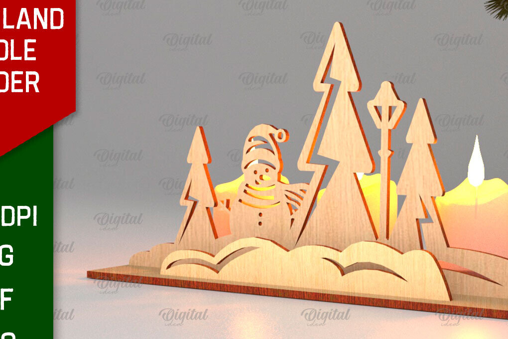 Intra απο ξύλο plywood 3mm-4mm πάχος Κεριά 3D Santa Land Δίασταση 30x20 cm INTRAFABR-106949505