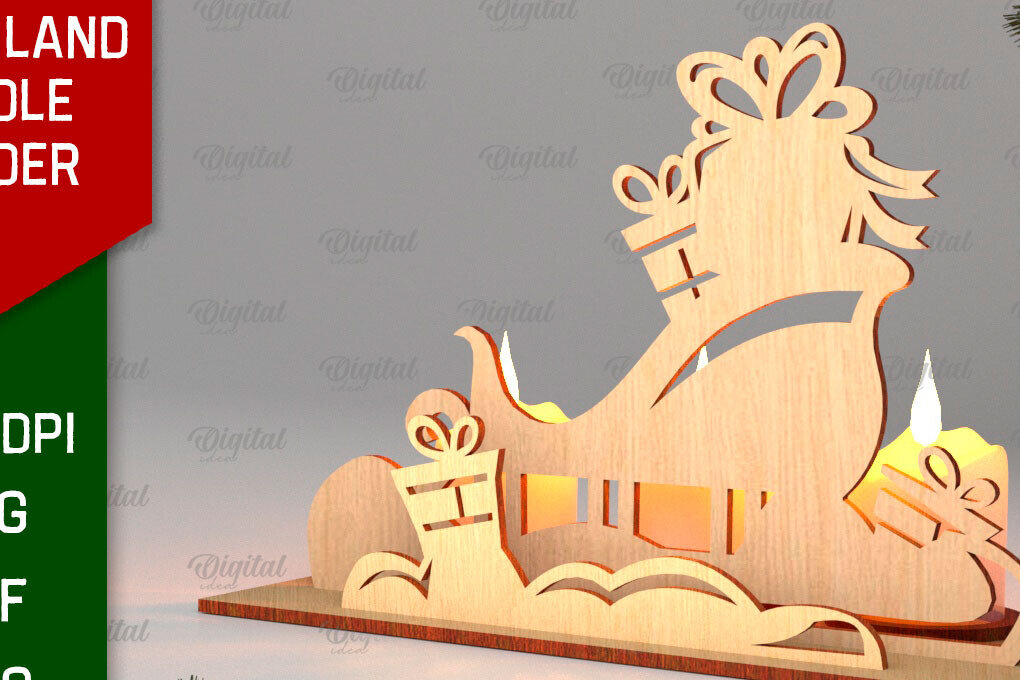 Intra απο ξύλο plywood 3mm-4mm πάχος Κεριά 3D Santa Land Δίασταση 30x20 cm INTRAFABR-106949566 - Image 1