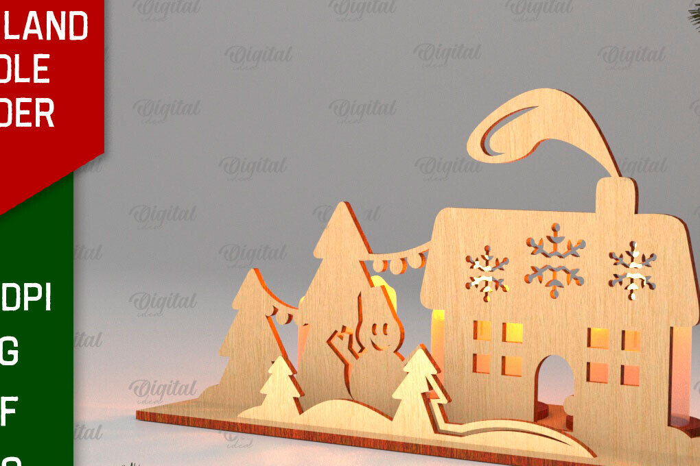 Intra απο ξύλο plywood 3mm-4mm πάχος Κεριά 3D Santa Land Δίασταση 30x20 cm INTRAFABR-106949624 - Image 1