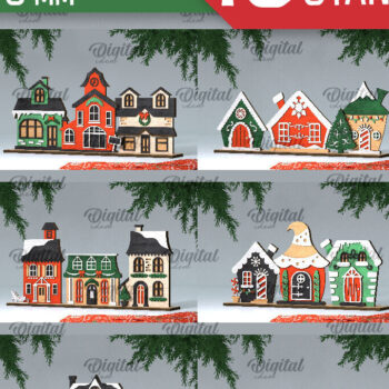 Intra απο ξύλο plywood 3mm-4mm πάχος κοπής με λέιζερ 3D Santa's Village Δίασταση 15x15 cm INTRAFABR-106193483 - Image 2