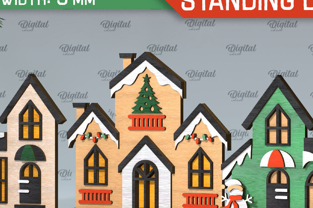 Intra απο ξύλο plywood 3mm-4mm πάχος Τρισδιάστατη του Santa's Village. Χριστούγεννα Δίασταση 15x15 cm INTRAFABR-106193807