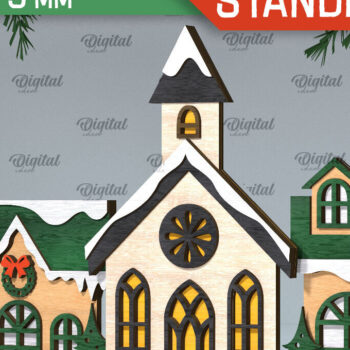 Intra απο ξύλο plywood 3mm-4mm πάχος Τρισδιάστατη του Santa's Village. Χριστούγεννα Δίασταση 15x15 cm INTRAFABR-106665606 - Image 1