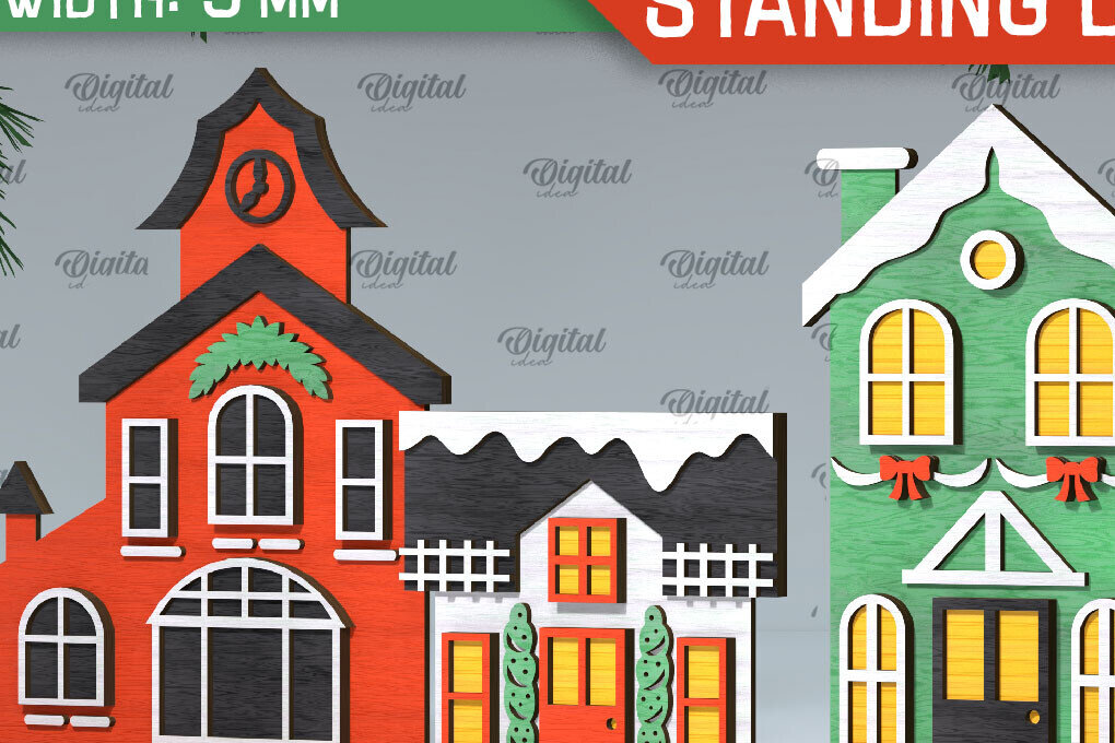 Intra απο ξύλο plywood 3mm-4mm πάχος Τρισδιάστατη του Santa's Village. Χριστούγεννα Δίασταση 15x15 cm INTRAFABR-106665660