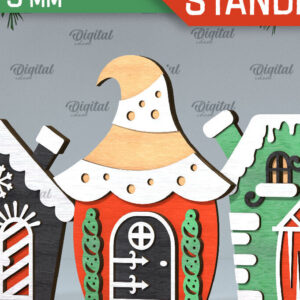 Intra απο ξύλο plywood 3mm-4mm πάχος Τρισδιάστατη του Santa's Village. Χριστούγεννα Δίασταση 15x15 cm INTRAFABR-106665784
