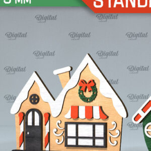 Intra απο ξύλο plywood 3mm-4mm πάχος Τρισδιάστατη του Santa's Village. Χριστούγεννα Δίασταση 15x15 cm INTRAFABR-106665825