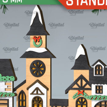 Intra απο ξύλο plywood 3mm-4mm πάχος Τρισδιάστατη του Santa's Village. Χριστούγεννα Δίασταση 15x15 cm INTRAFABR-106665849 - Image 1