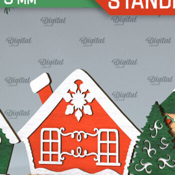 Intra απο ξύλο plywood 3mm-4mm πάχος Τρισδιάστατη του Santa's Village. Χριστούγεννα Δίασταση 15x15 cm INTRAFABR-106665916 - Image 1