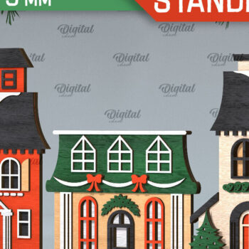 Intra απο ξύλο plywood 3mm-4mm πάχος Τρισδιάστατη του Santa's Village. Χριστούγεννα Δίασταση 15x15 cm INTRAFABR-106666142 - Image 1