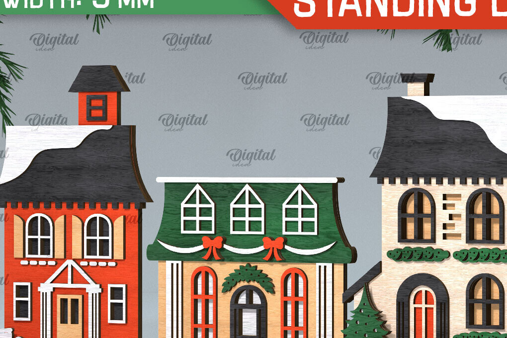 Intra απο ξύλο plywood 3mm-4mm πάχος Τρισδιάστατη του Santa's Village. Χριστούγεννα Δίασταση 15x15 cm INTRAFABR-106666142