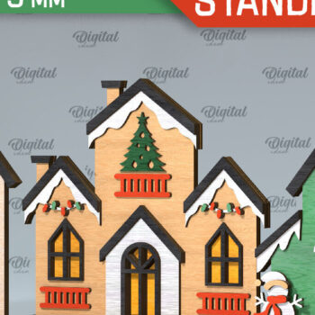Intra απο ξύλο plywood 3mm-4mm πάχος Τρισδιάστατη του Santa's Village. Χριστούγεννα Δίασταση 15x15 cm INTRAFABR-106666211 - Image 1