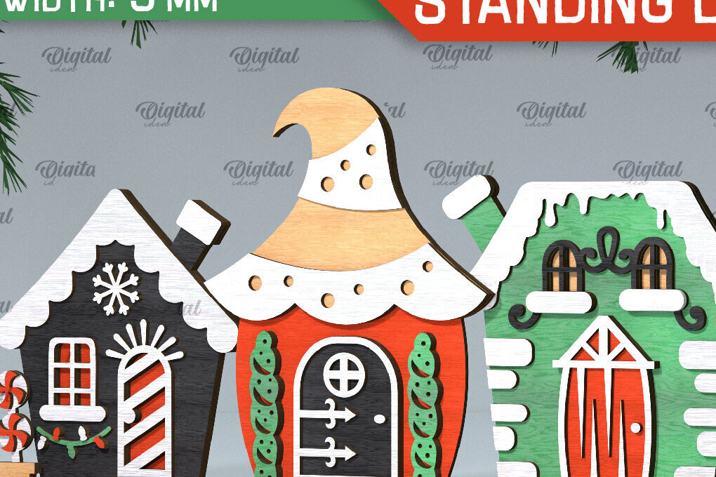 Intra απο ξύλο plywood 3mm-4mm πάχος Τρισδιάστατη του Santa's Village. Χριστούγεννα Δίασταση 15x15 cm INTRAFABR-106193616