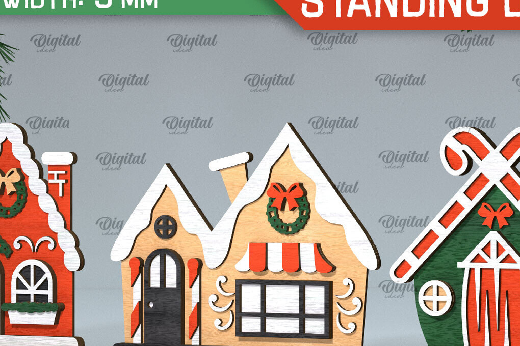 Intra απο ξύλο plywood 3mm-4mm πάχος Τρισδιάστατη του Santa's Village. Χριστούγεννα Δίασταση 15x15 cm INTRAFABR-106193640