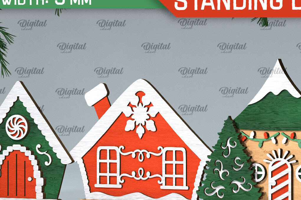 Intra απο ξύλο plywood 3mm-4mm πάχος Τρισδιάστατη του Santa's Village. Χριστούγεννα Δίασταση 15x15 cm INTRAFABR-106193727