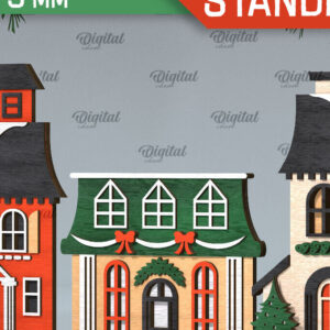 Intra απο ξύλο plywood 3mm-4mm πάχος Τρισδιάστατη του Santa's Village. Χριστούγεννα Δίασταση 15x15 cm INTRAFABR-106193769