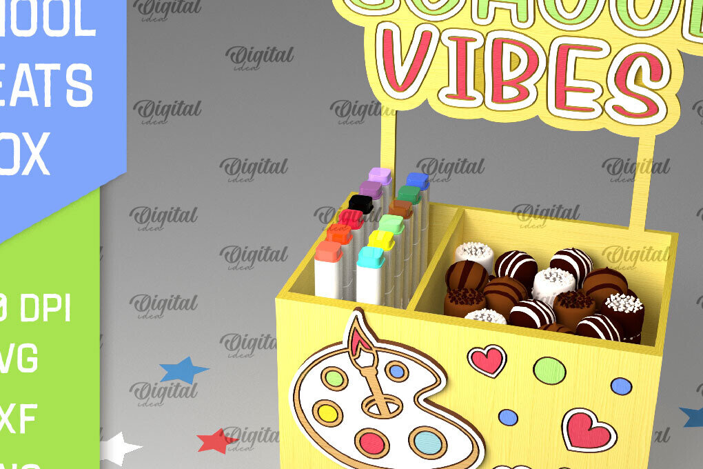 Intra απο ξύλο plywood 3mm-4mm πάχος κουτιού 3D School Treats Δίασταση 30x20 cm INTRAFABR-96051735