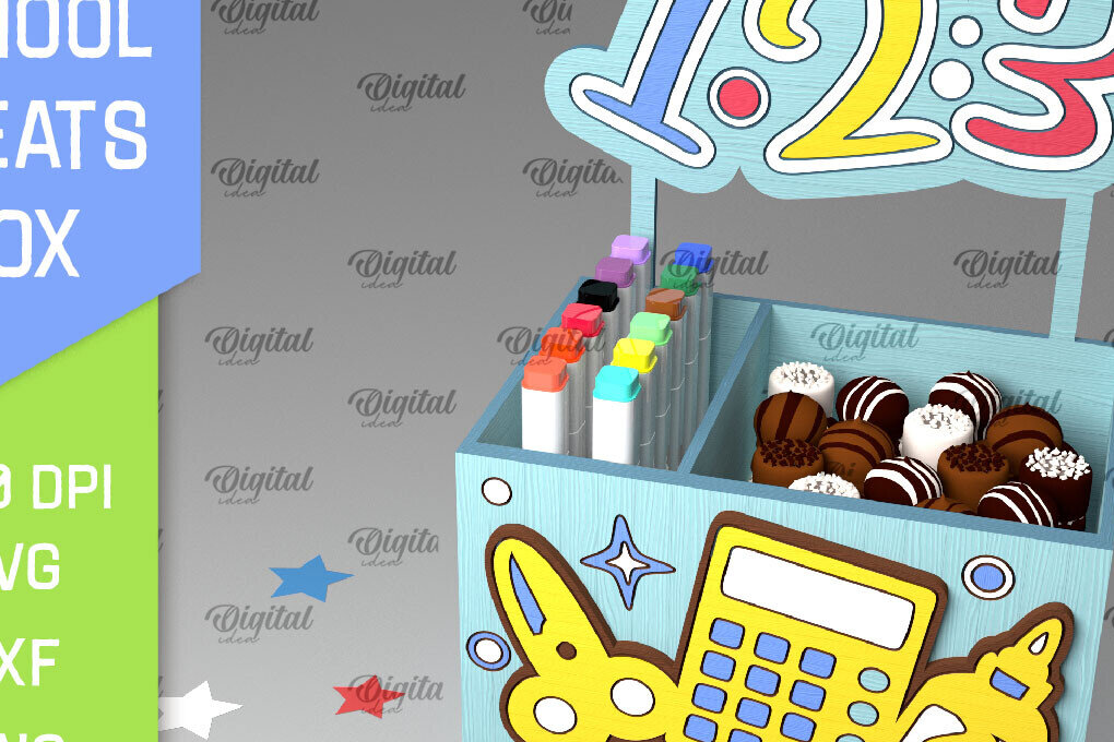 Intra απο ξύλο plywood 3mm-4mm πάχος κουτιού 3D School Treats Δίασταση 30x20 cm INTRAFABR-96051306