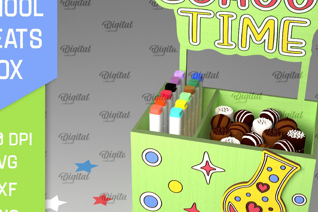 Intra απο ξύλο plywood 3mm-4mm πάχος κουτιού 3D School Treats Δίασταση 30x20 cm INTRAFABR-96051708