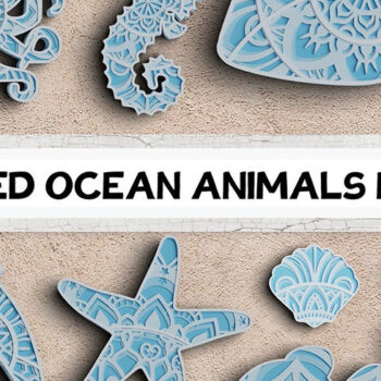 Intra απο ξύλο plywood 3mm-4mm πάχος 3D Sea Animals 4 Layers Δίασταση 30x30 cm INTRAFABR-101272107 - Image 1