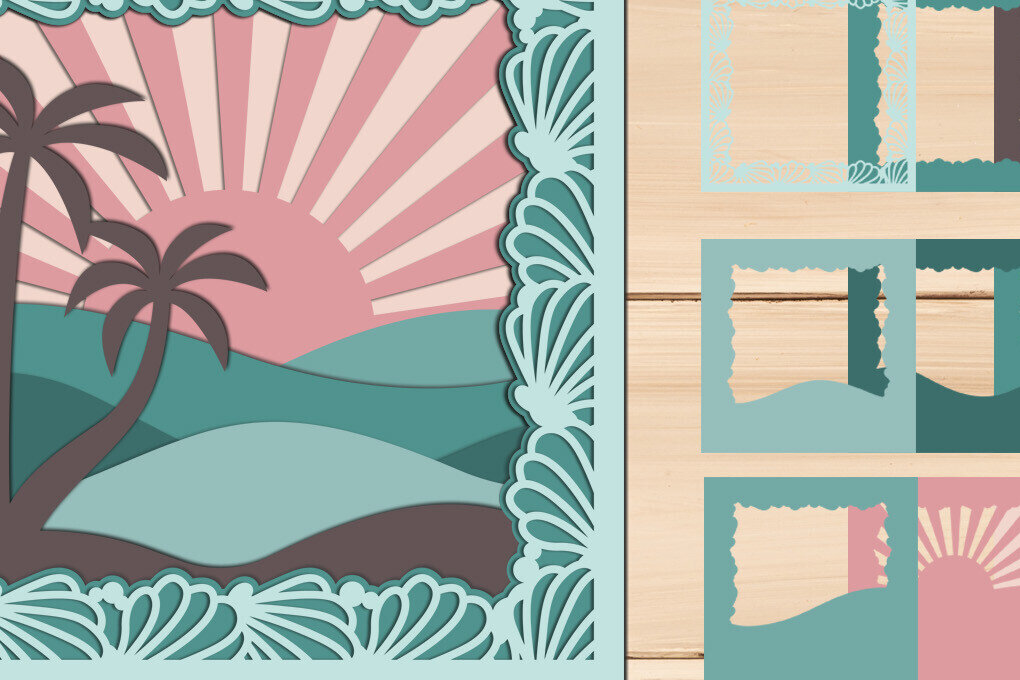 Intra απο ξύλο plywood 3mm-4mm πάχος 3d Sea Waves Shadow Box, Layered Δίασταση 8x8 cm INTRAFABR-98657068