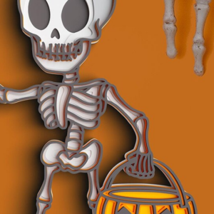 Intra απο ξύλο plywood 3mm-4mm πάχος 3D Skeleton Halloween Pumpkin Δίασταση 30x30 cm INTRAFABR-76994010