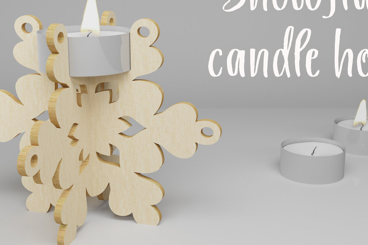 Intra απο ξύλο plywood 3mm-4mm πάχος Κηροπήγιο 3D Snowflake. Σχεδιασμός Δίασταση 30x20 cm INTRAFABR-82306165