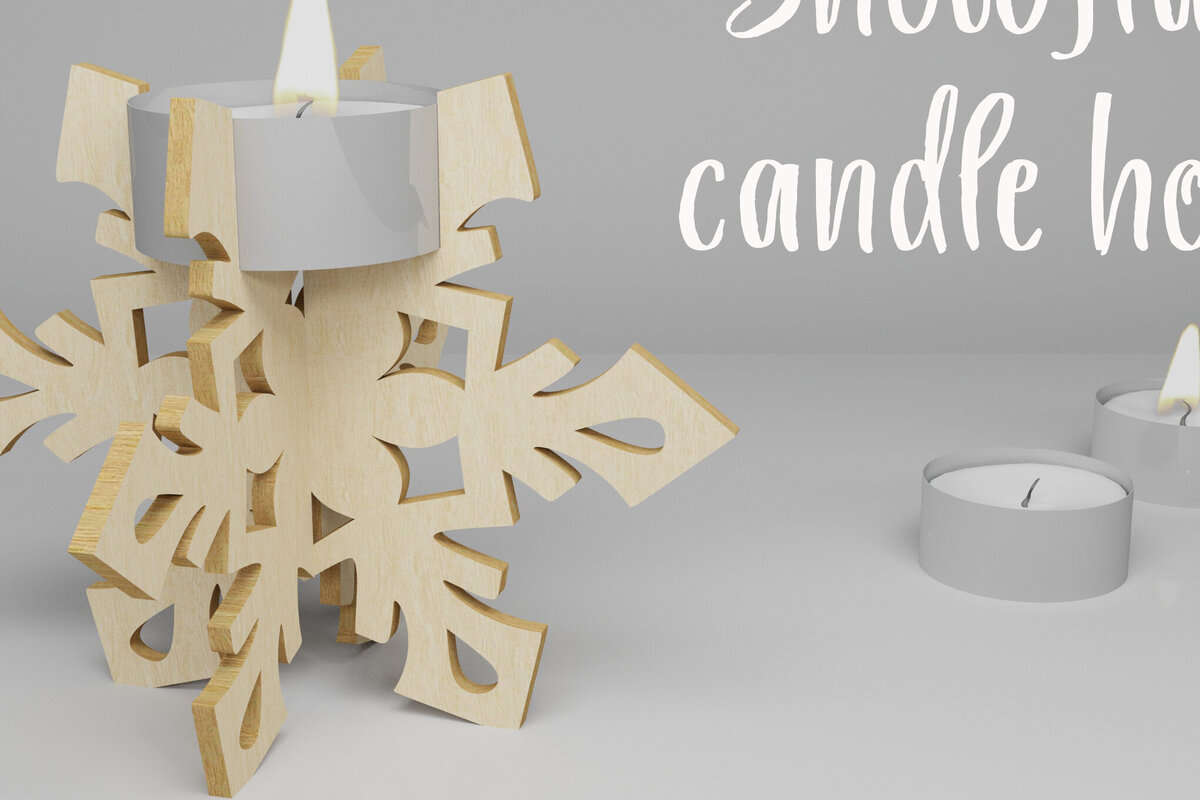 Intra απο ξύλο plywood 3mm-4mm πάχος Κηροπήγιο 3D Snowflake. Σχεδιασμός Δίασταση 30x20 cm INTRAFABR-82309114