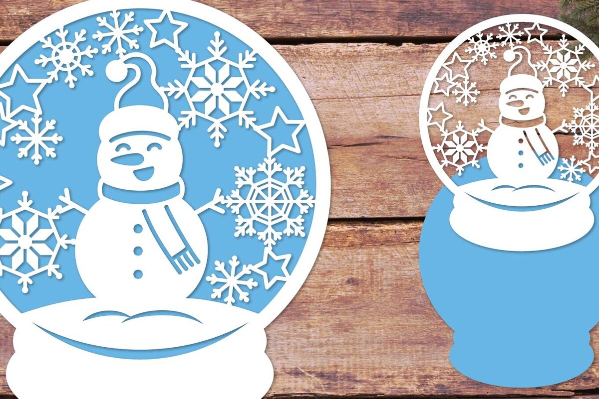 Intra απο ξύλο plywood 3mm-4mm πάχος 3D Snowman Layered Snow Globe Δίασταση 15x15 cm INTRAFABR-81680015 - Image 1