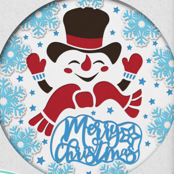 Intra απο ξύλο plywood 3mm-4mm πάχος 3D Snowman Shadow Box Papercut Δίασταση 8x8 cm INTRAFABR-47971177 - Image 1