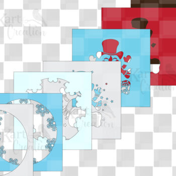 Intra απο ξύλο plywood 3mm-4mm πάχος 3D Snowman Shadow Box Papercut Δίασταση 8x8 cm INTRAFABR-47971177 - Image 2