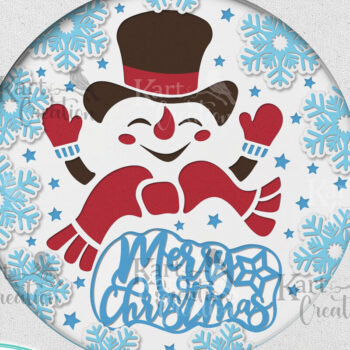 Intra απο ξύλο plywood 3mm-4mm πάχος 3D Snowman Shadow Box Papercut Δίασταση 8x8 cm INTRAFABR-47971177 - Image 3